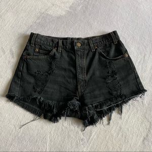 Vintage Levi’s Orange Tag Distressed Black Faded High Rise Shorts